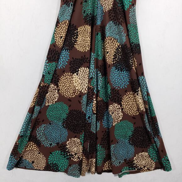Nine West Dress Womens 4 Brown Multi Floral Boho Sleeveless Keyhole Back Midi - Picture 3 of 8